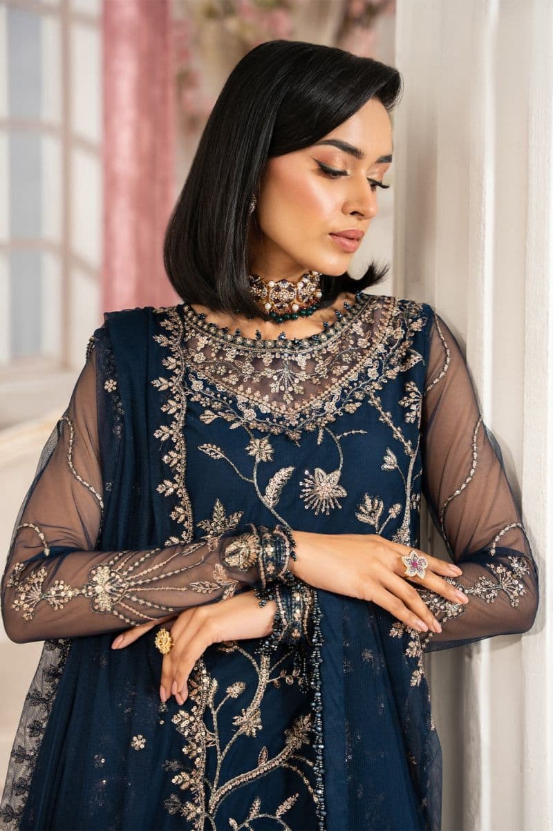 Embroidered Raw Silk Unstitched Suit (ZNAF-02) thumbnail