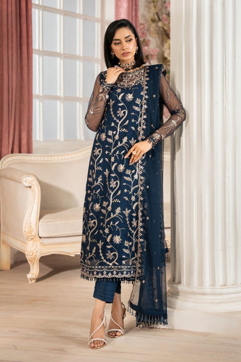 Embroidered Raw Silk Unstitched Suit (ZNAF-02) thumbnail