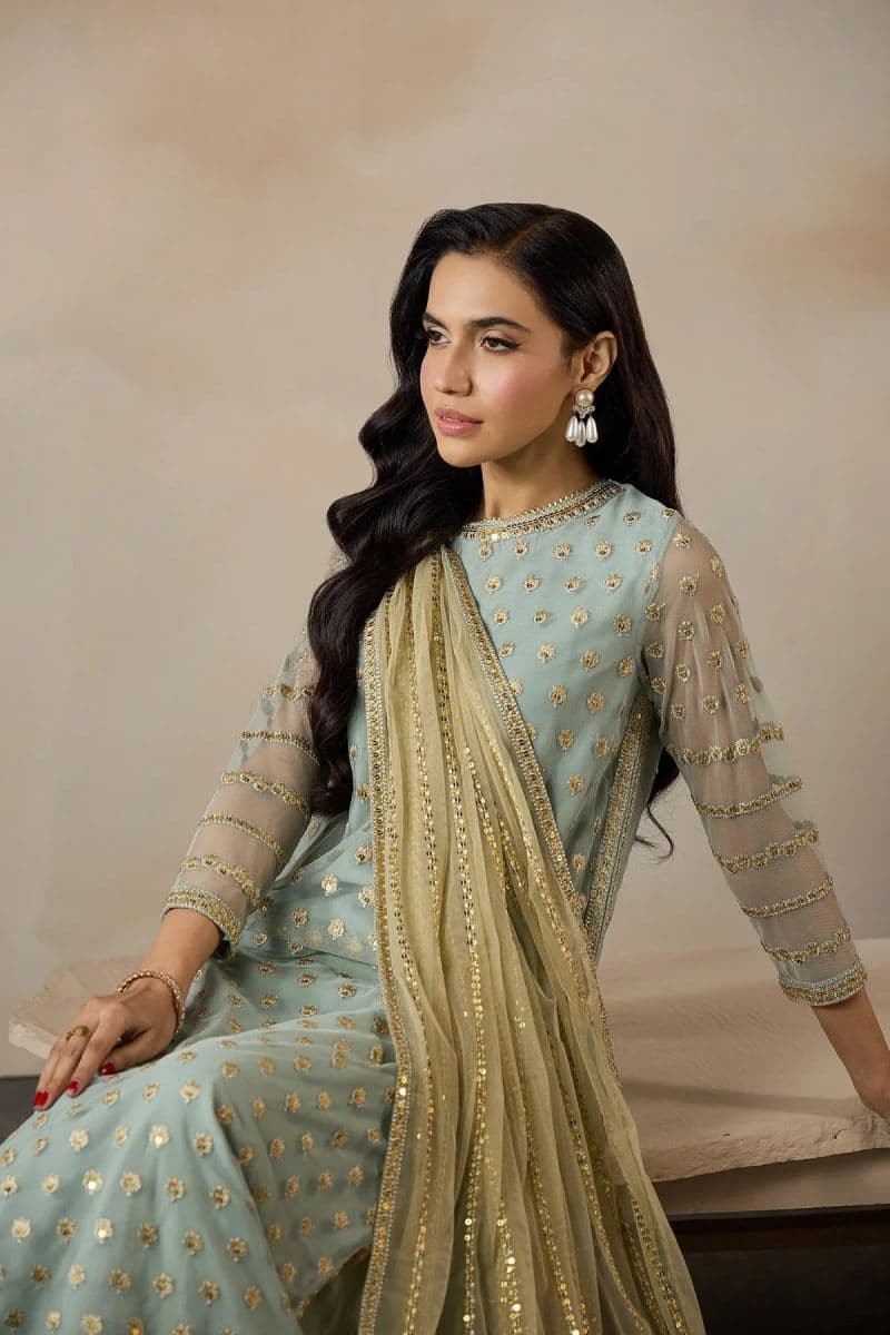 Embroidered Raw Silk Unstitched Suit (DK-02) thumbnail