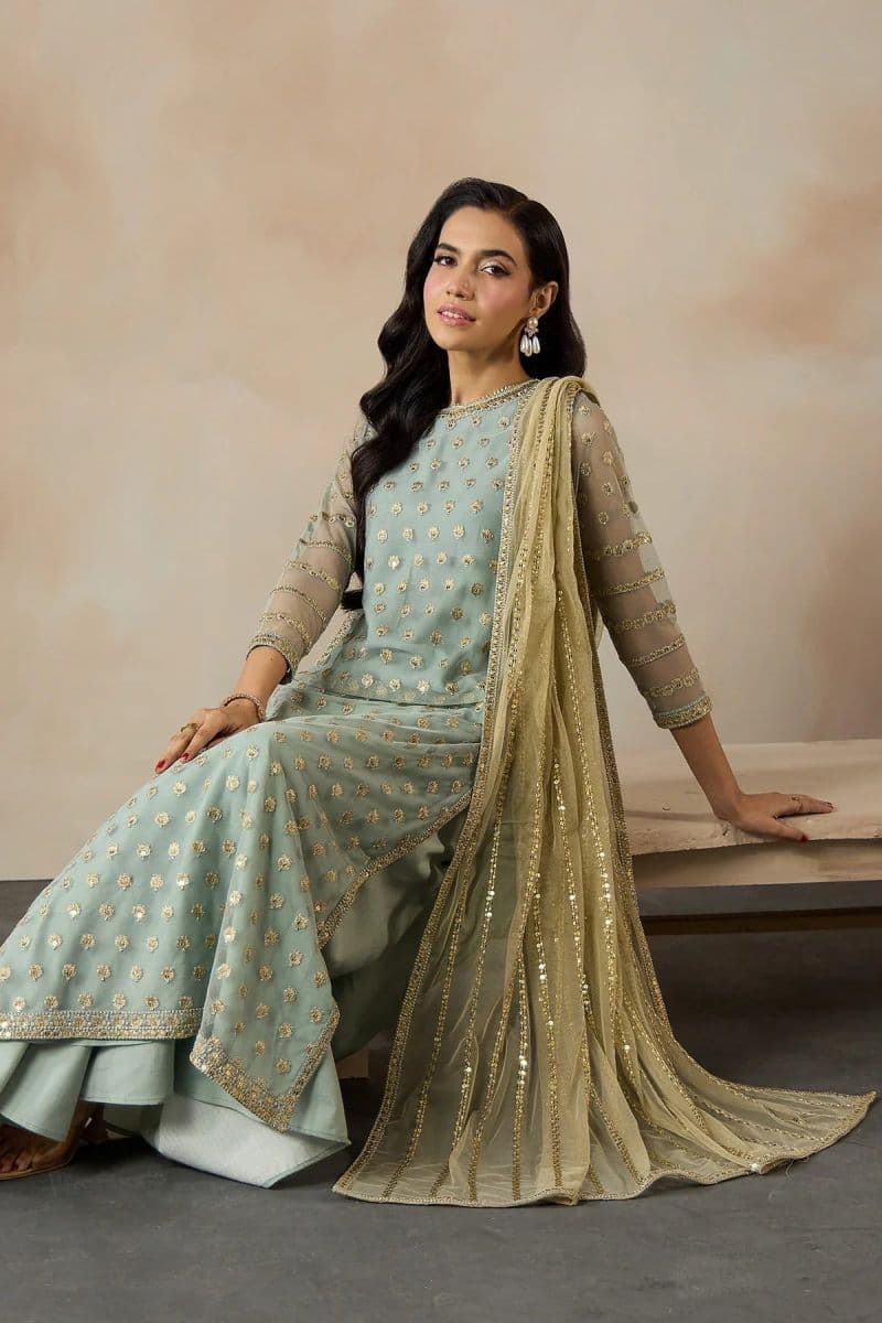 Embroidered Raw Silk Unstitched Suit (DK-02) thumbnail