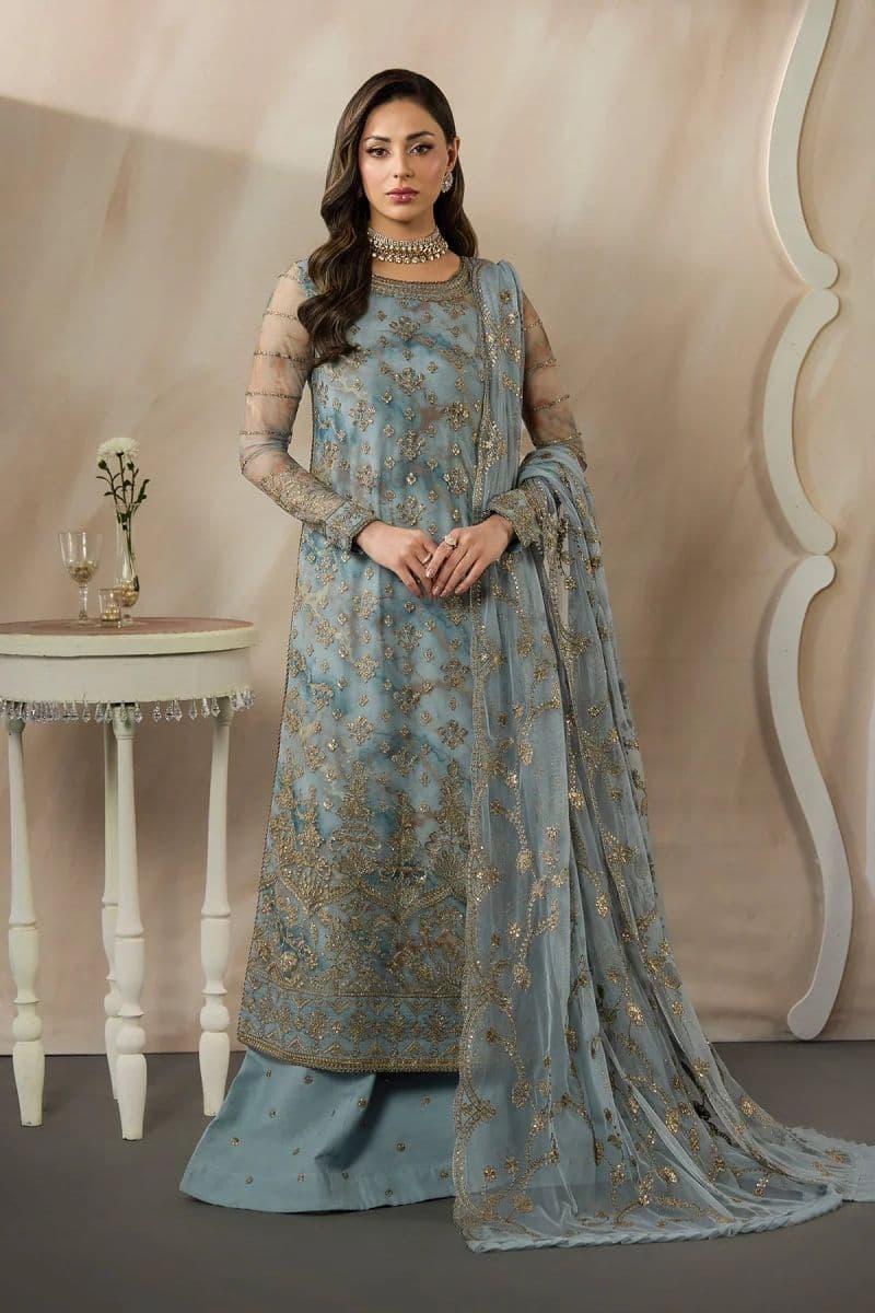 Embroidered Raw Silk Unstitched Suit (PE-03) thumbnail