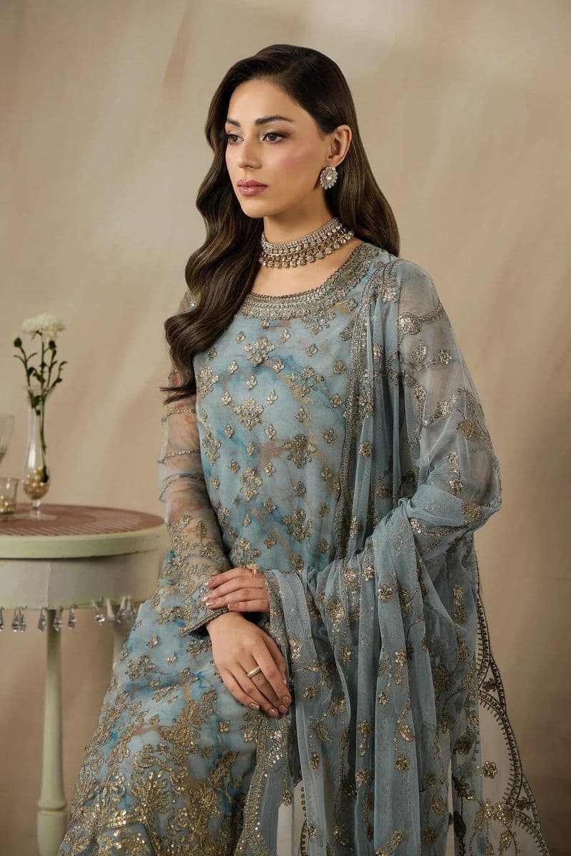 Embroidered Raw Silk Unstitched Suit (PE-03) thumbnail