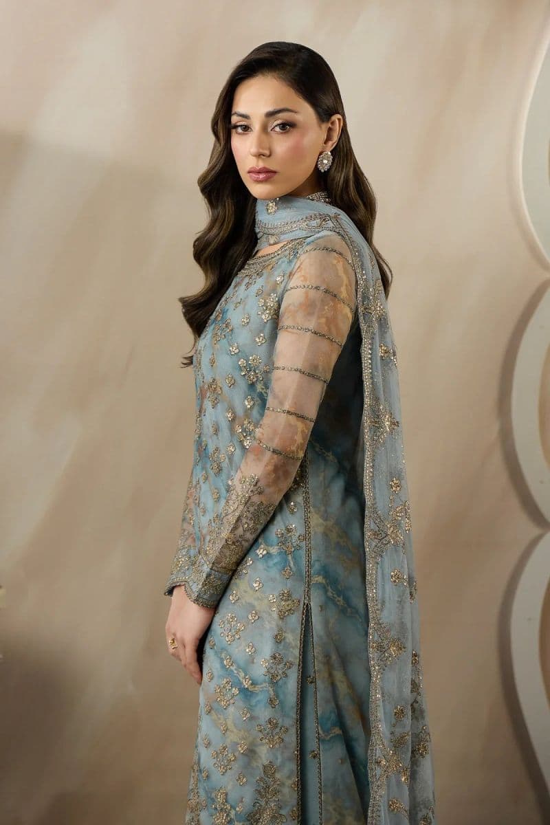 Embroidered Raw Silk Unstitched Suit (PE-03) thumbnail