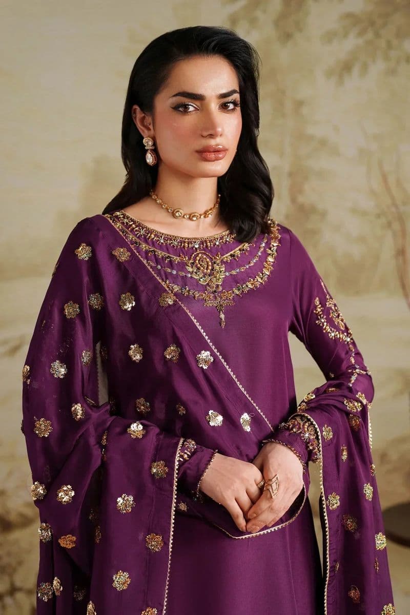Embroidered Raw Silk Unstitched Suit (SHE-01) thumbnail