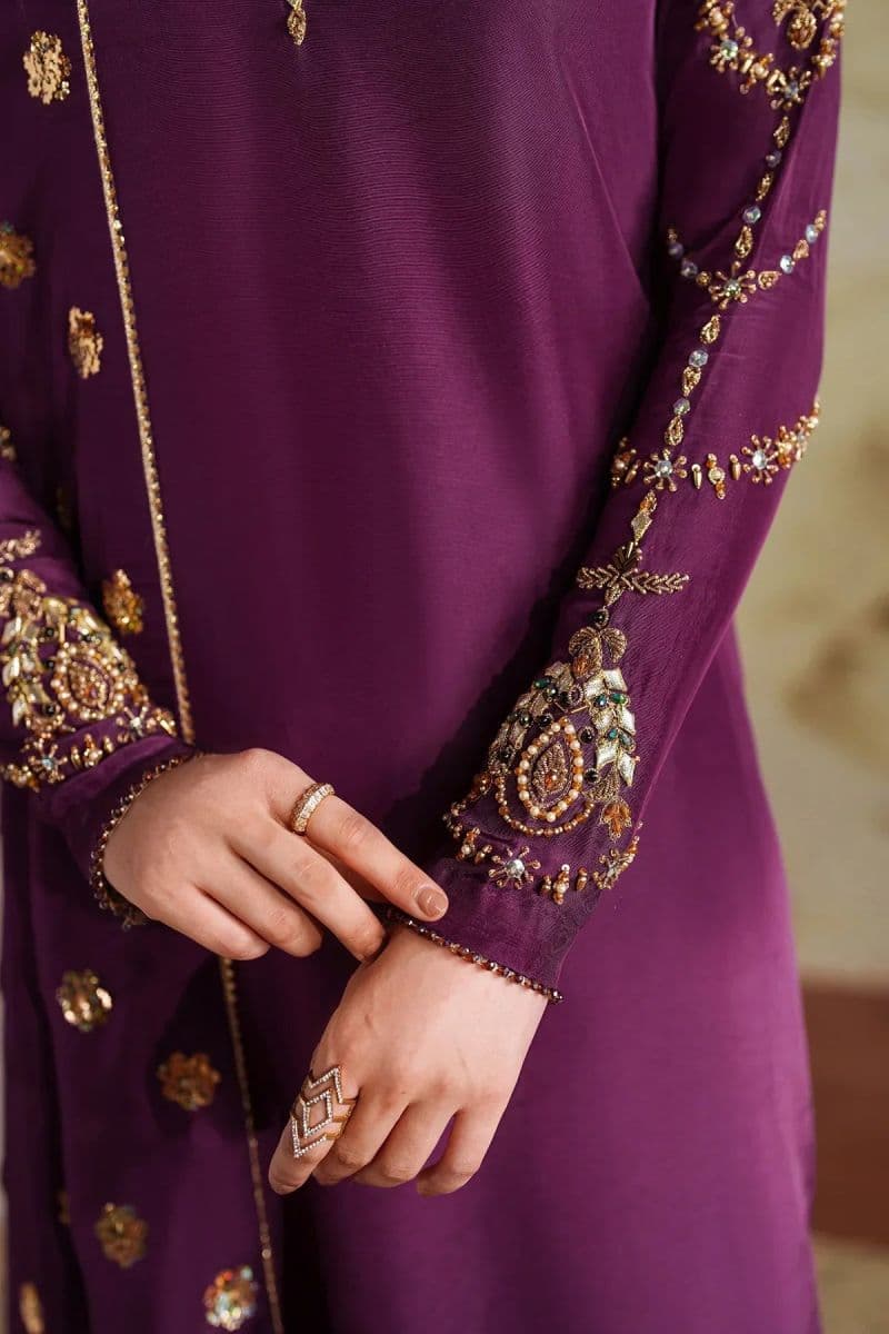 Embroidered Raw Silk Unstitched Suit (SHE-01) thumbnail