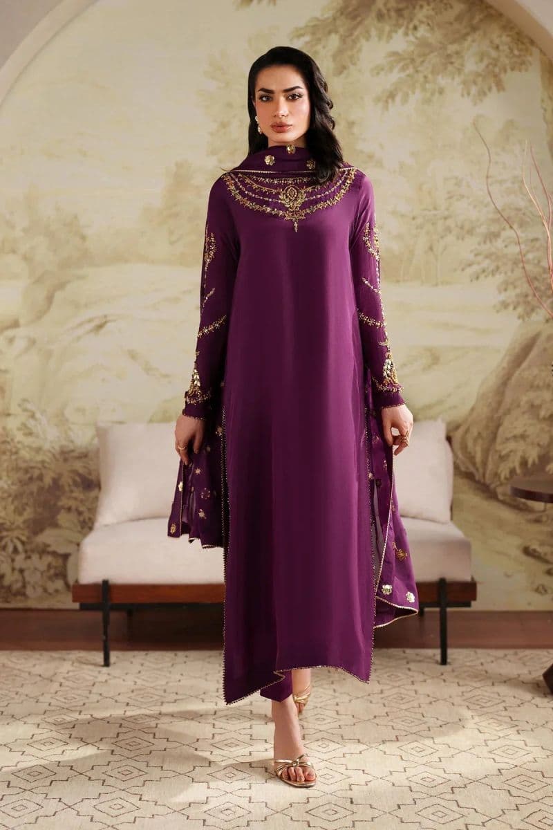 Embroidered Raw Silk Unstitched Suit (SHE-01) thumbnail