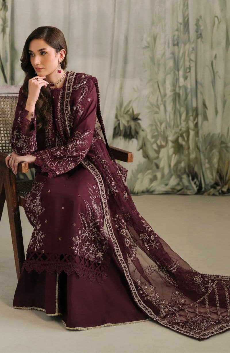 Embroidered Raw Silk Unstitched Suit (RW-04) thumbnail