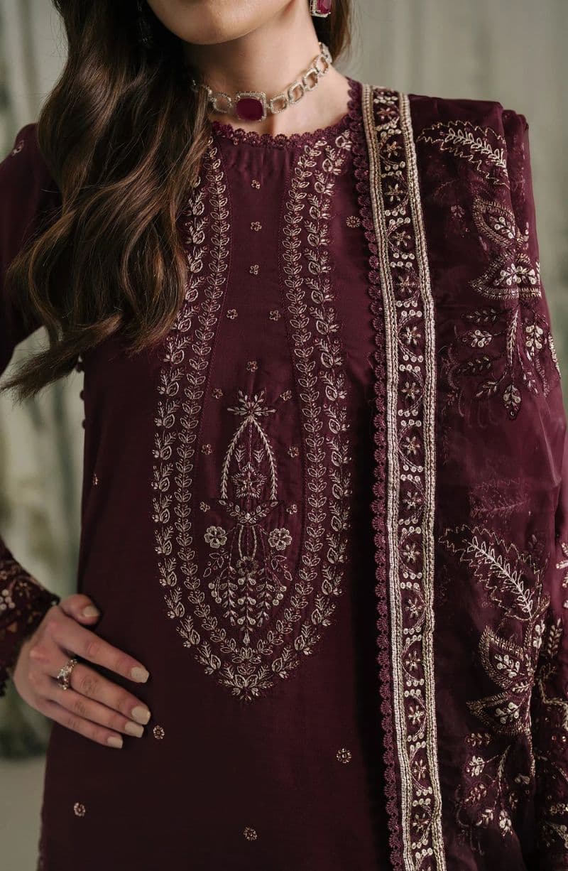 Embroidered Raw Silk Unstitched Suit (RW-04) thumbnail