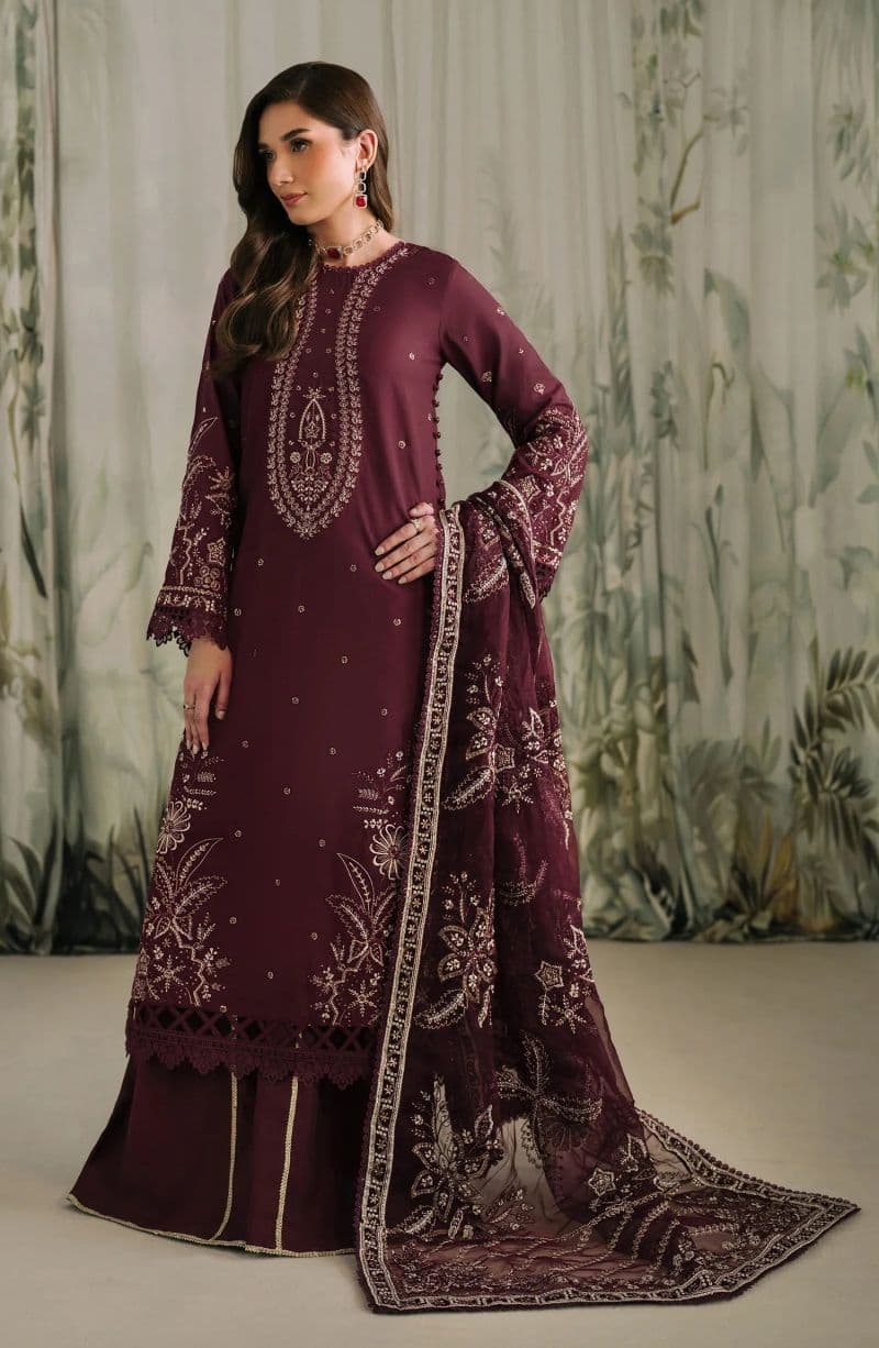 Embroidered Raw Silk Unstitched Suit (RW-04) thumbnail
