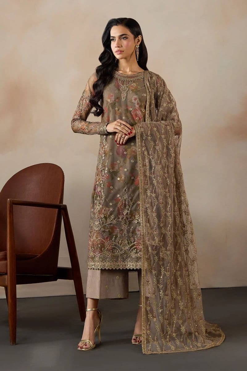Embroidered Raw Silk Unstitched Suit (PE-02) thumbnail