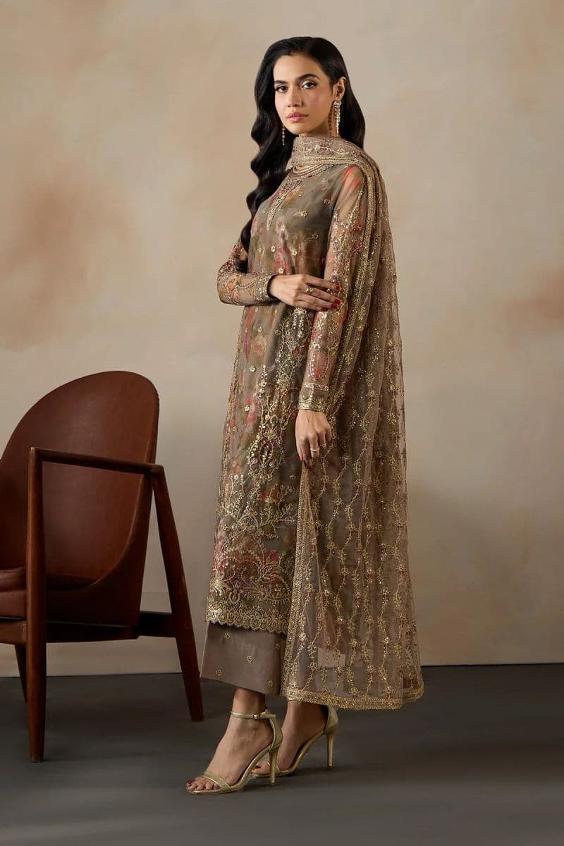 Embroidered Raw Silk Unstitched Suit (PE-02) thumbnail