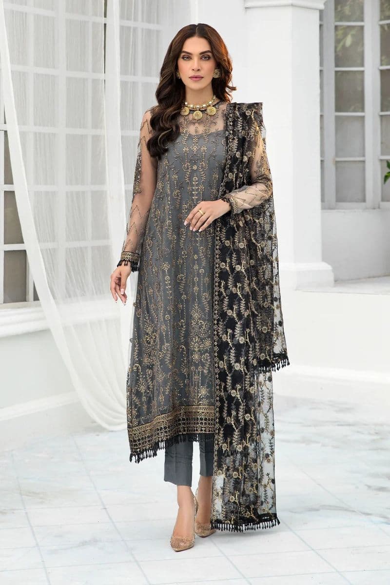 Embroidered Raw Silk Unstitched Suit (ZDL-03) thumbnail