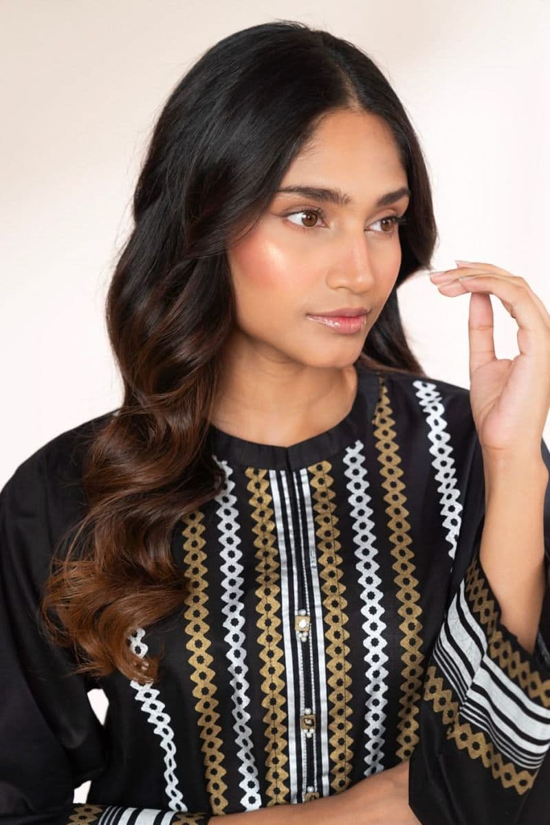 Black Printed Cambric Ready-to-Wear Shirt thumbnail