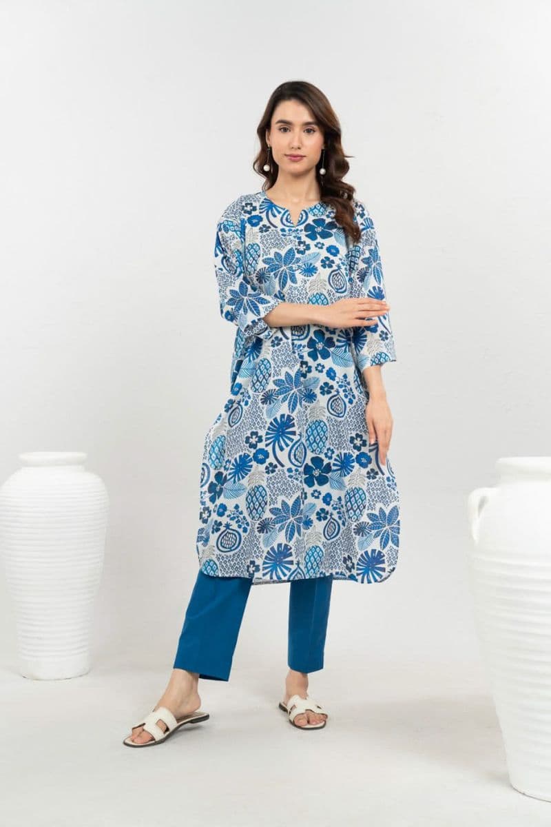 Blue Printed Cambric Ready-to-Wear Shirt thumbnail