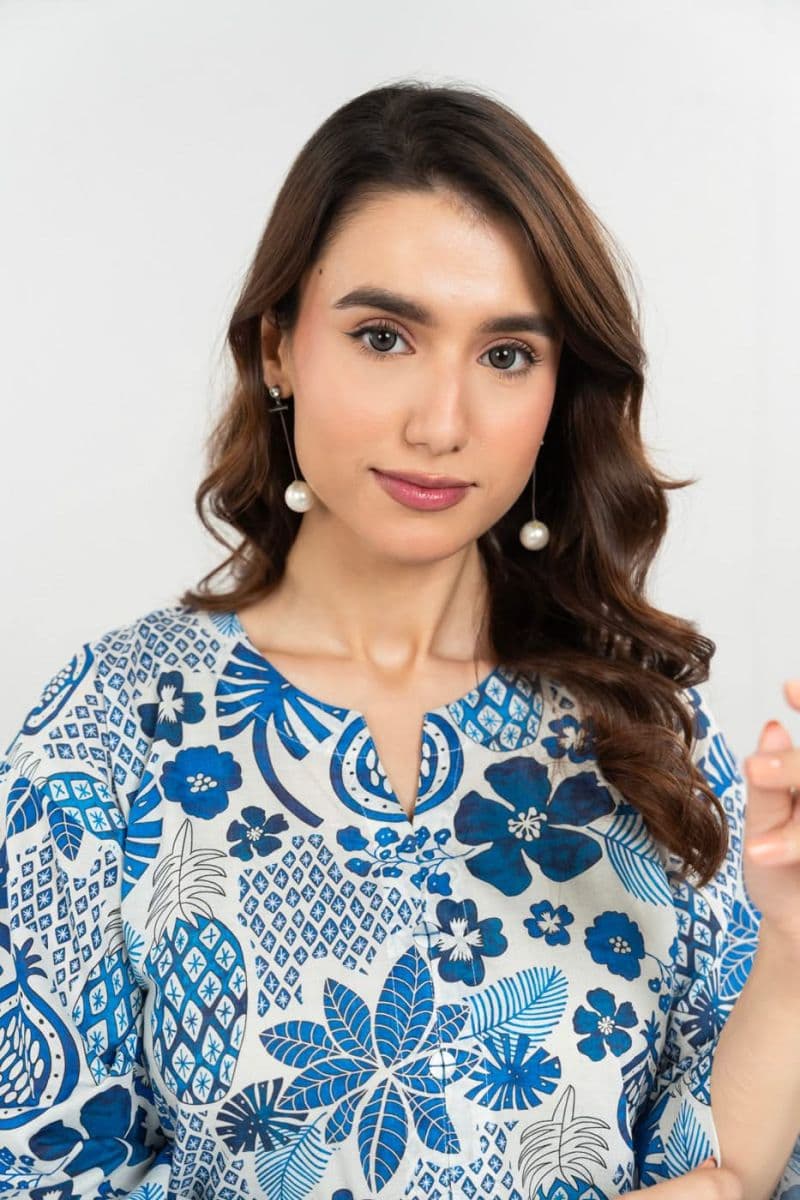 Blue Printed Cambric Ready-to-Wear Shirt thumbnail