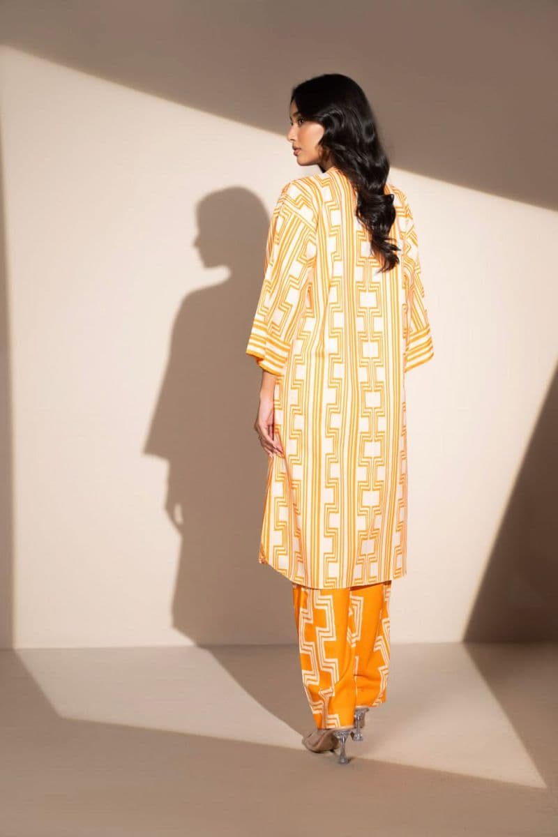 Orange/Cream Printed Cambric Ready-to-Wear Shirt thumbnail