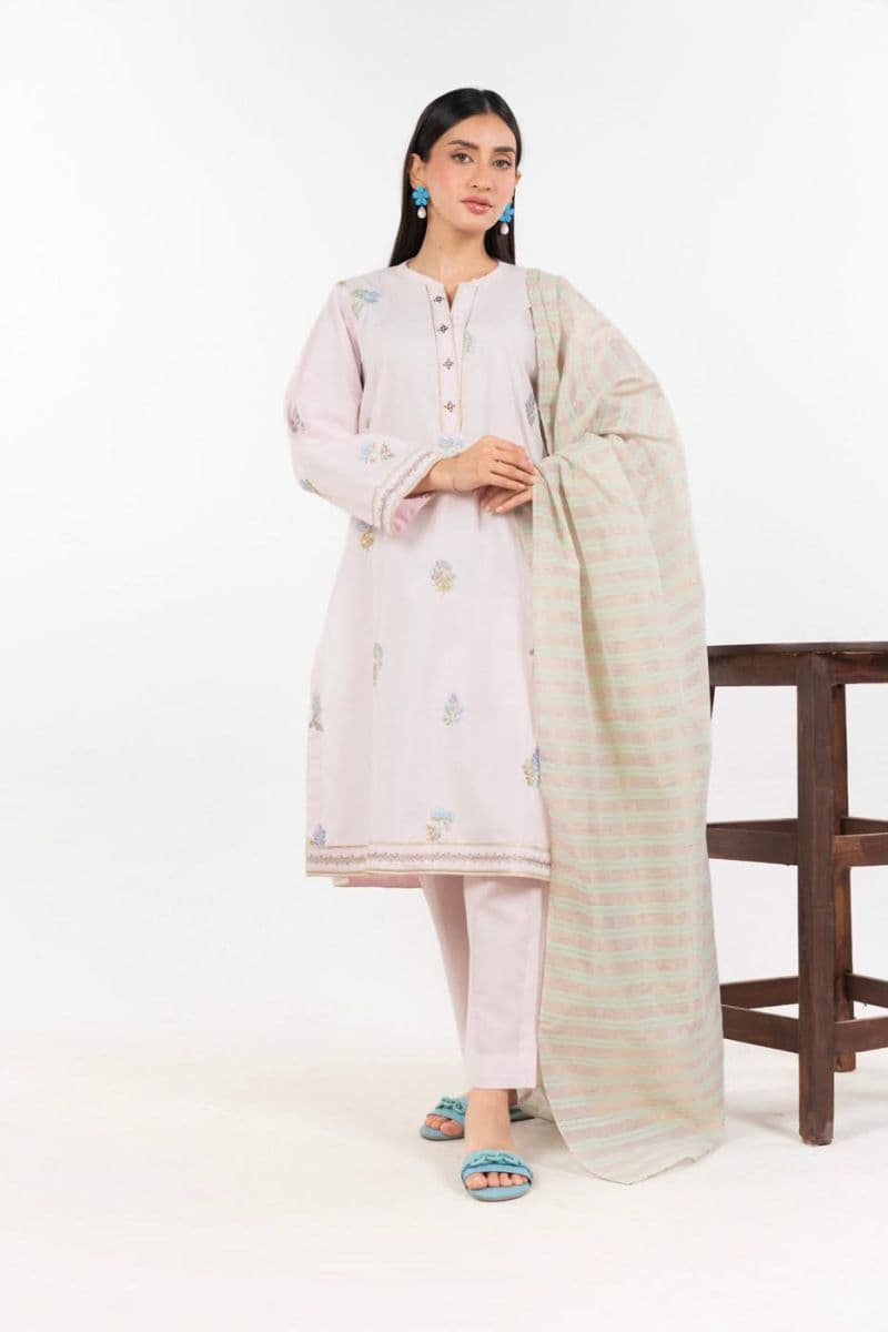 Light Pink Embroidered Irish 2 Piece Ready-to-Wear Shirt thumbnail