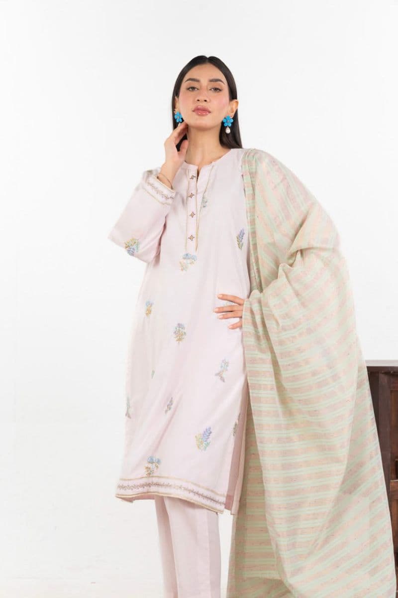 Light Pink Embroidered Irish 2 Piece Ready-to-Wear Shirt thumbnail