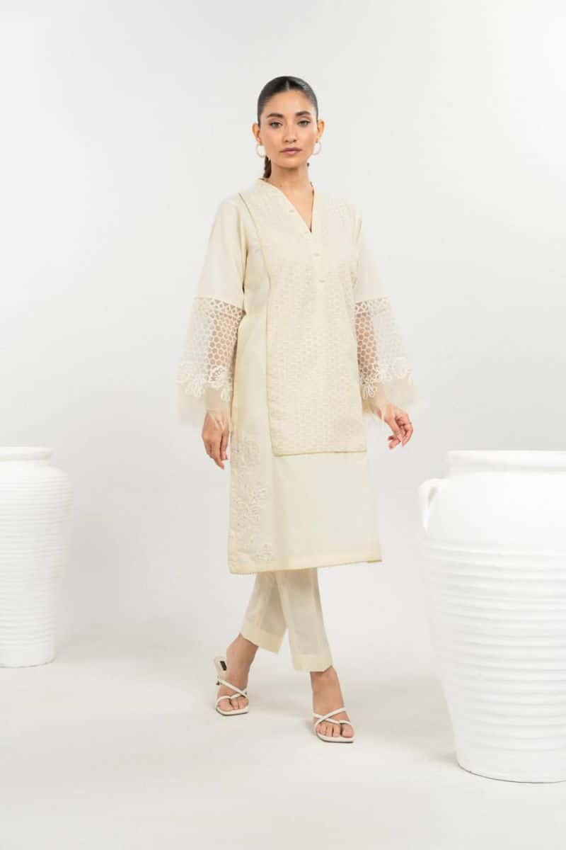 Stitched - Embroidered Yarn Dyed Kurta
