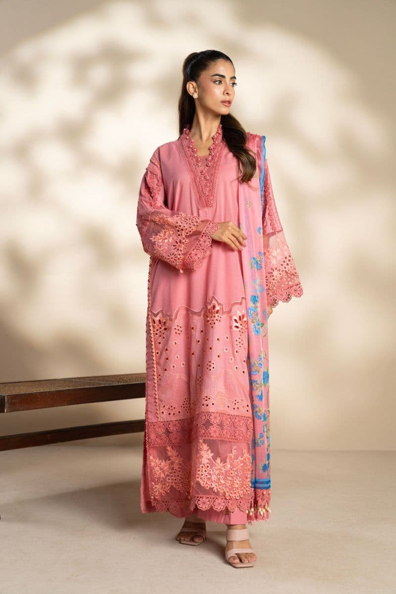 Coral Embroidered Cambric 3 Piece Unstitched Suit thumbnail