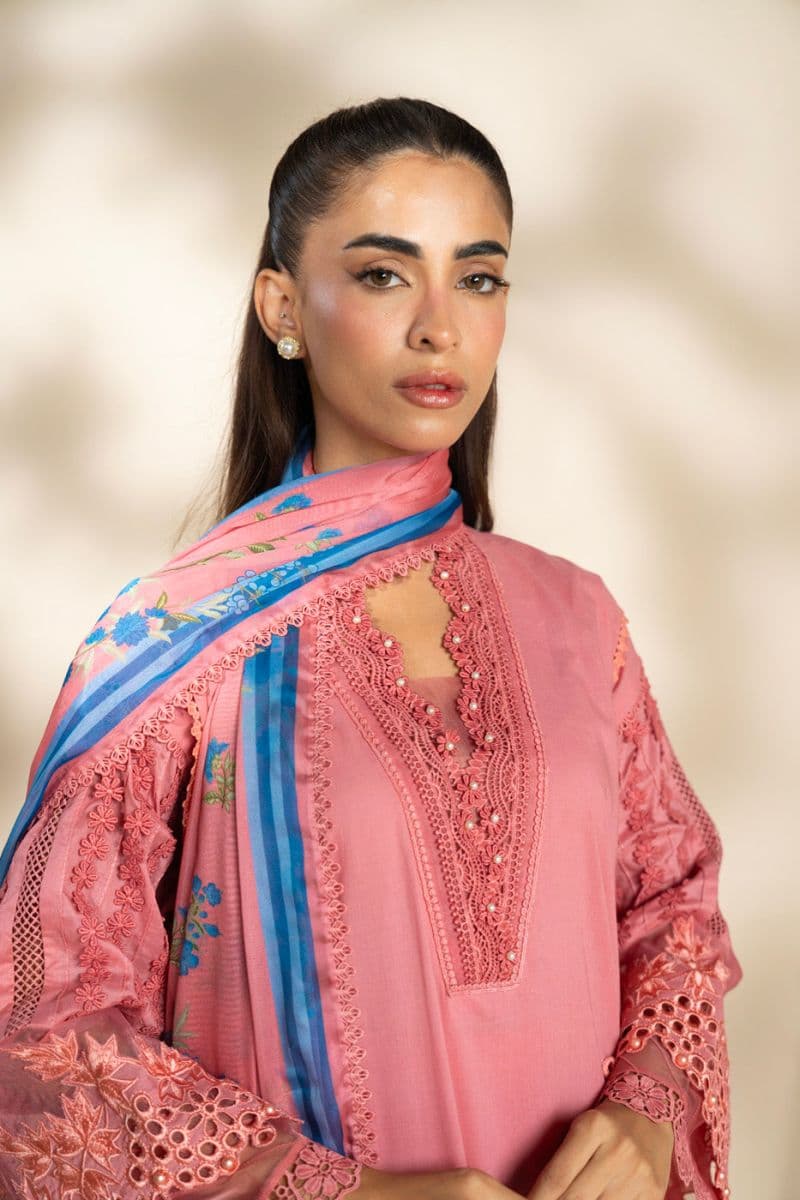 Coral Embroidered Cambric 3 Piece Unstitched Suit thumbnail