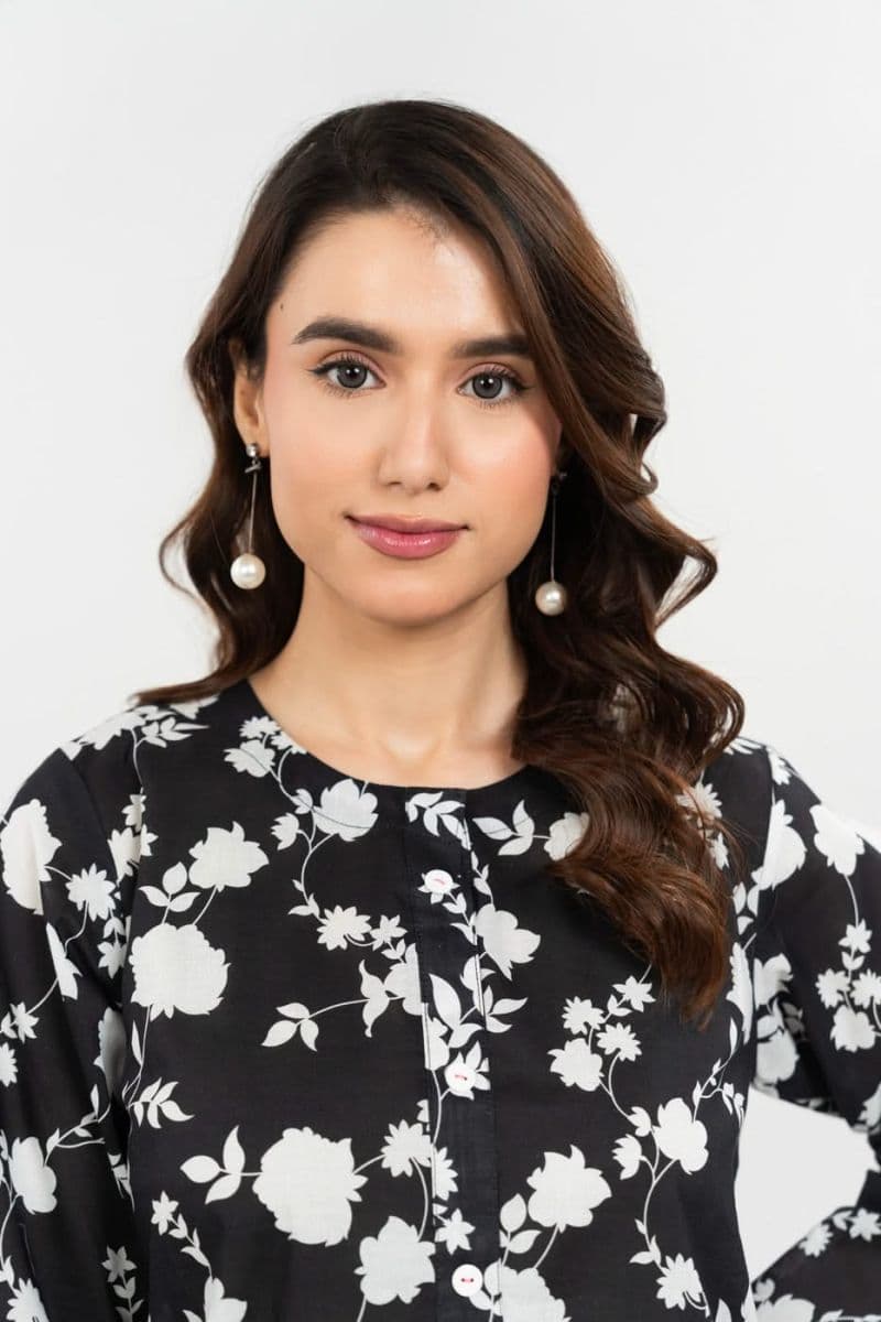 Black Printed Cambric Ready-to-Wear Shirt thumbnail