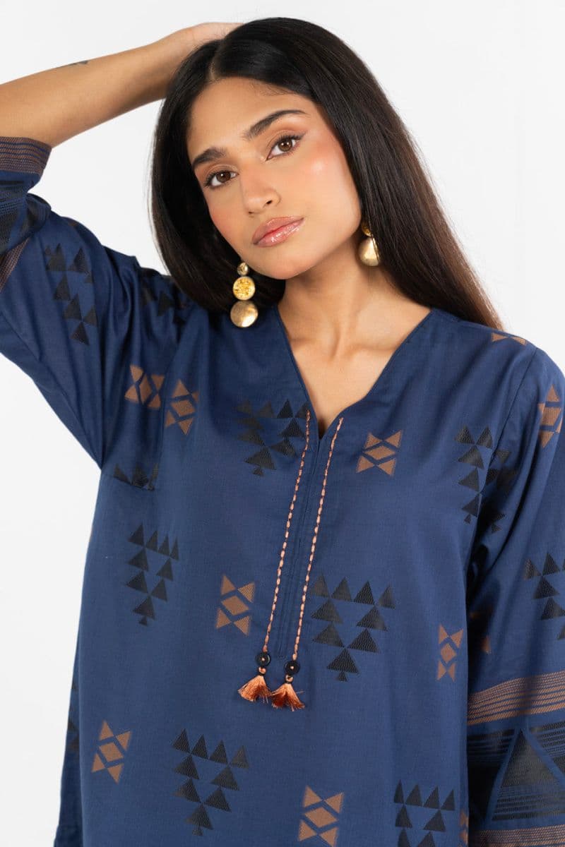 Blue Jacquard 2 Piece Ready-to-Wear Shirt thumbnail