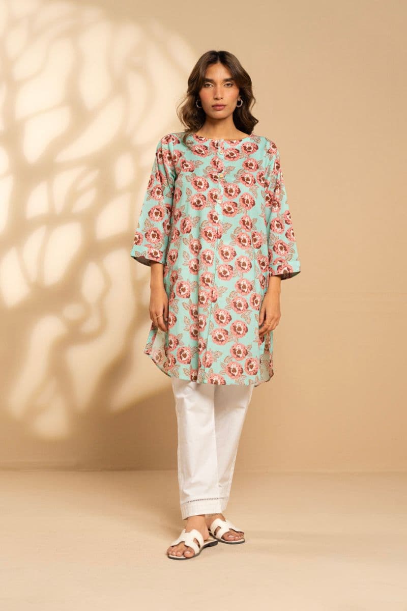 Blue/Pink Printed Cambric Ready-to-Wear Shirt thumbnail