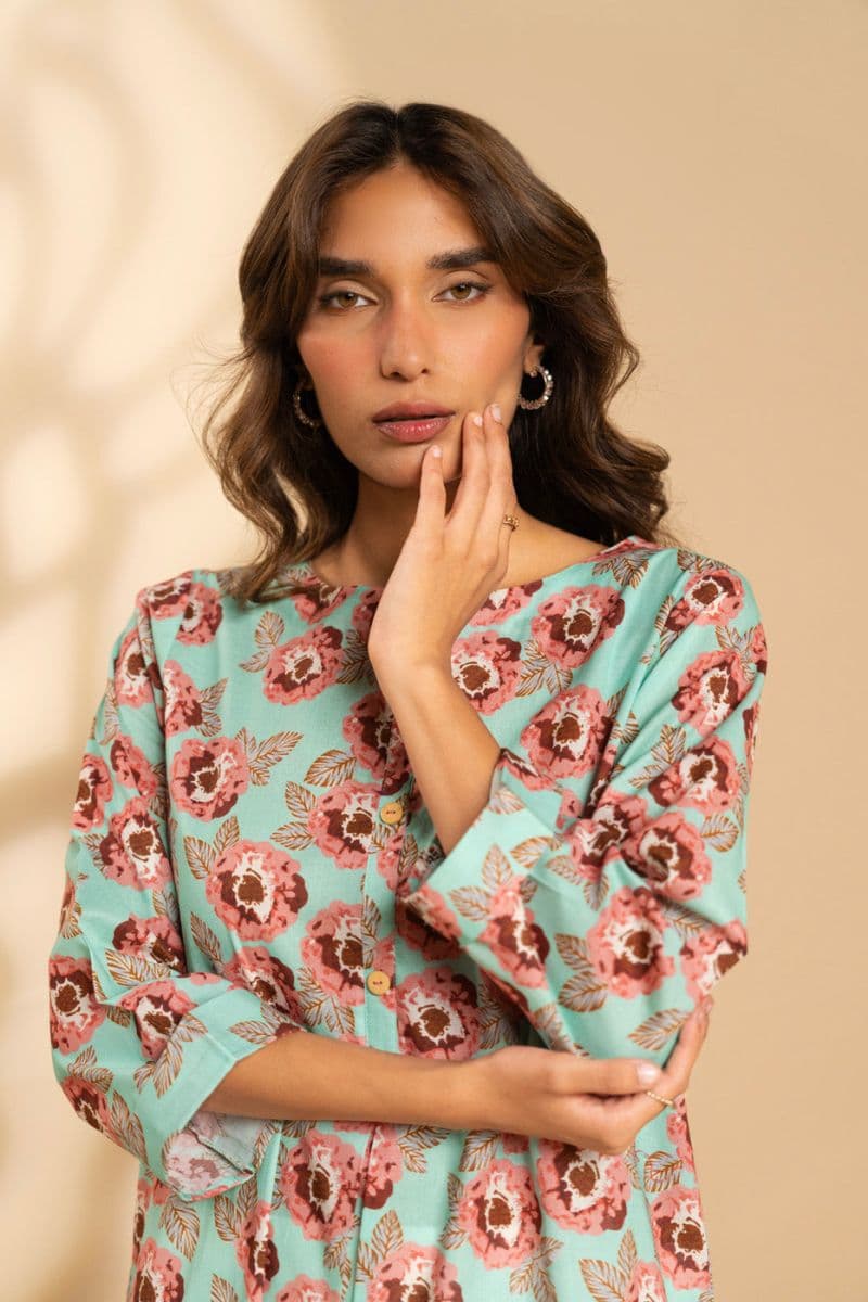 Blue/Pink Printed Cambric Ready-to-Wear Shirt thumbnail