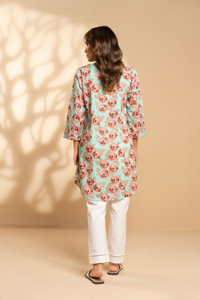 Blue/Pink Printed Cambric Ready-to-Wear Shirt thumbnail
