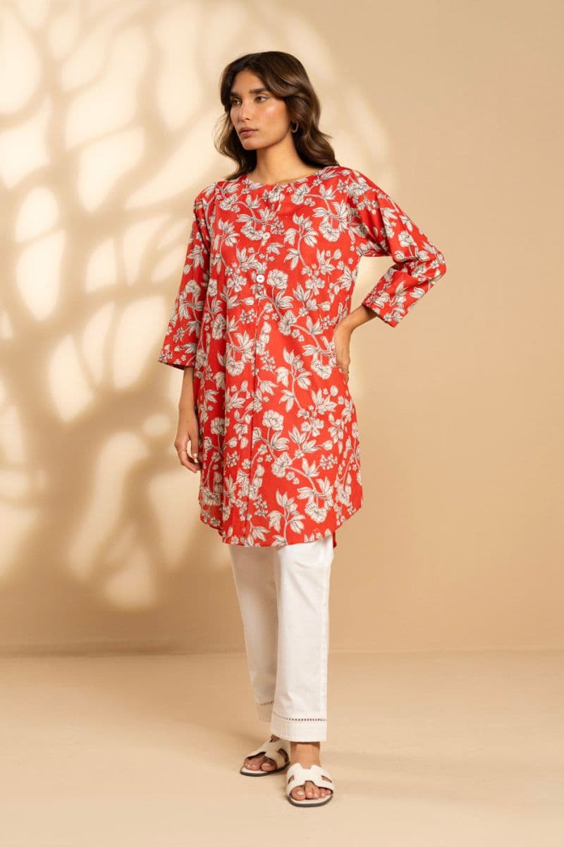Red Printed Cambric Ready-to-Wear Shirt thumbnail