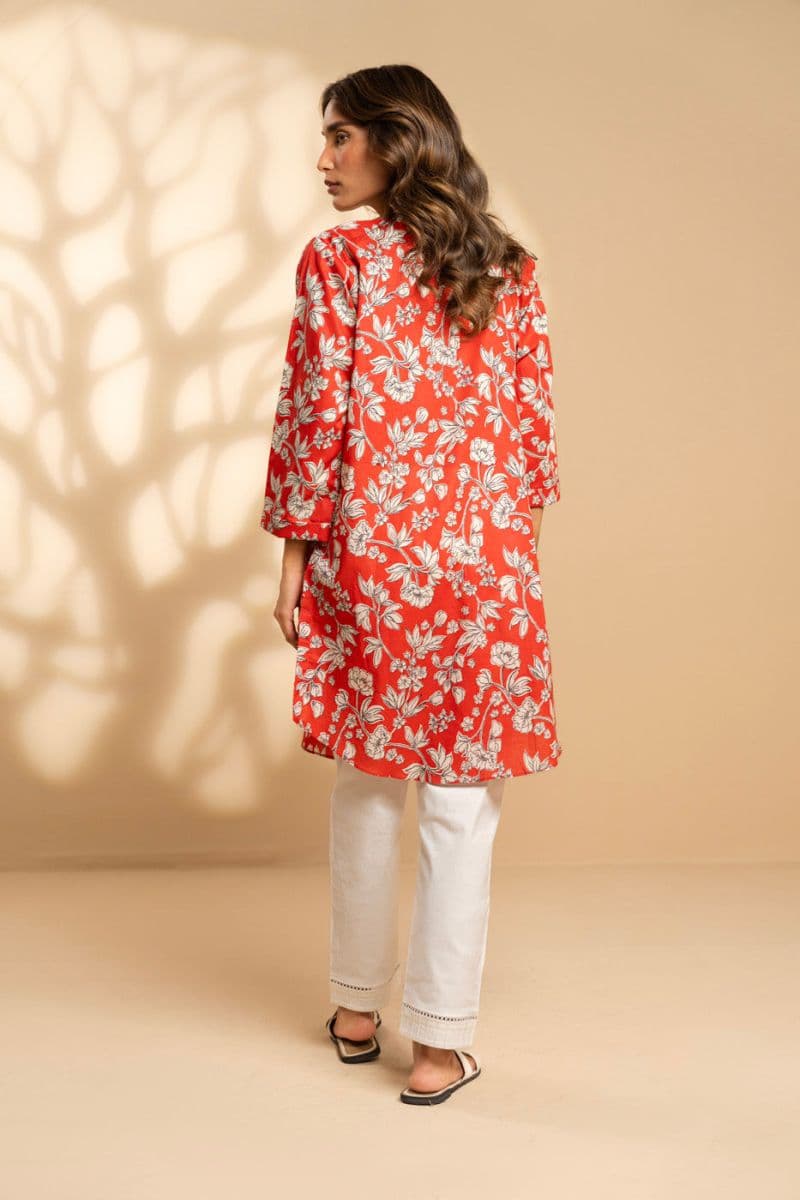 Red Printed Cambric Ready-to-Wear Shirt thumbnail