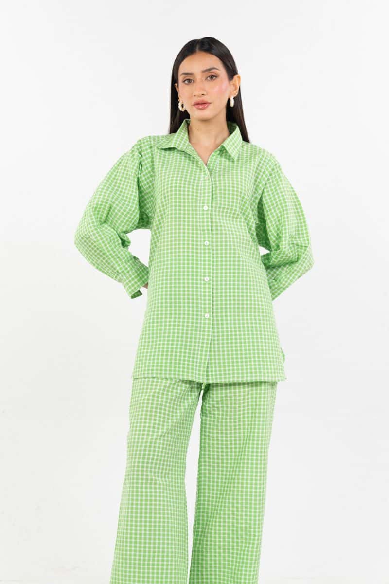 Green Yarn Dyed 2 Piece Ready-to-Wear Suit - alternate view