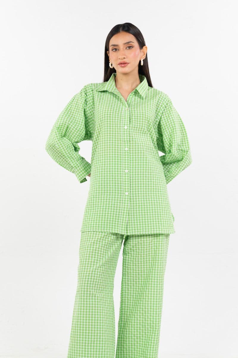 Green Yarn Dyed 2 Piece Ready-to-Wear Suit thumbnail