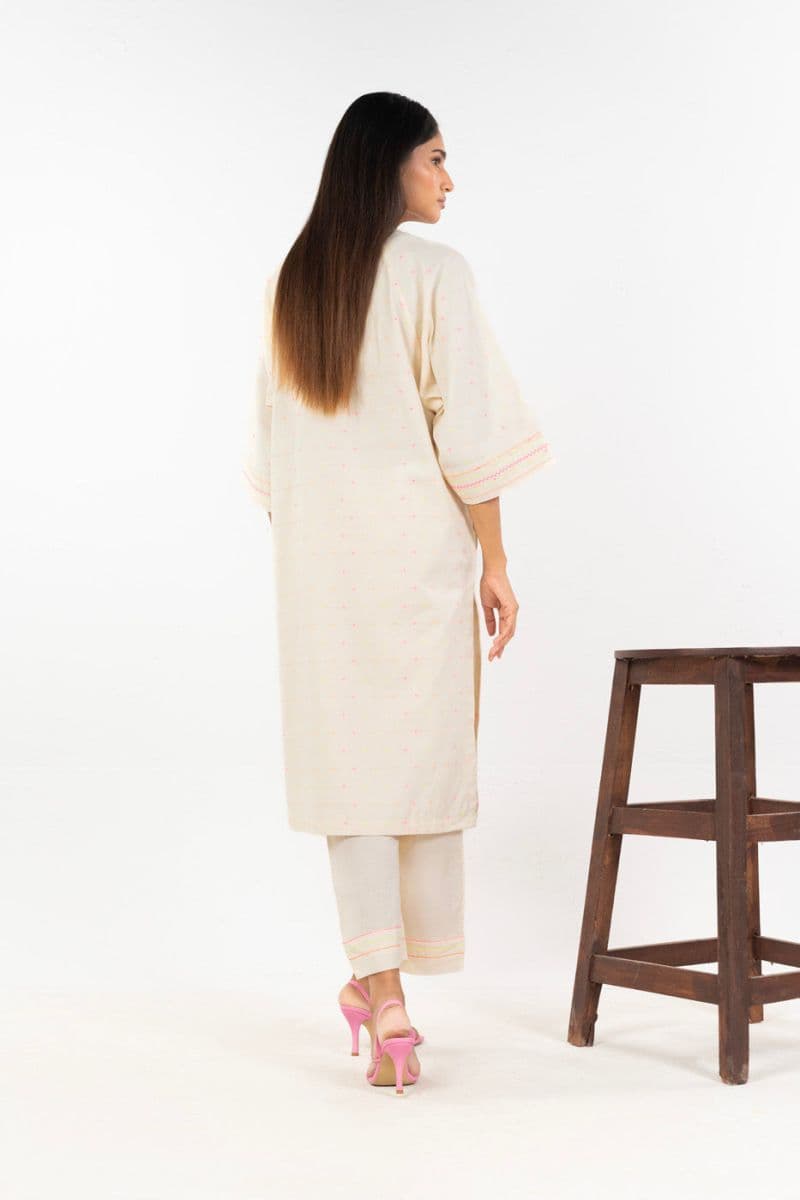 Cream Printed Yarn Dyed 2 Piece Ready-to-Wear Shirt thumbnail