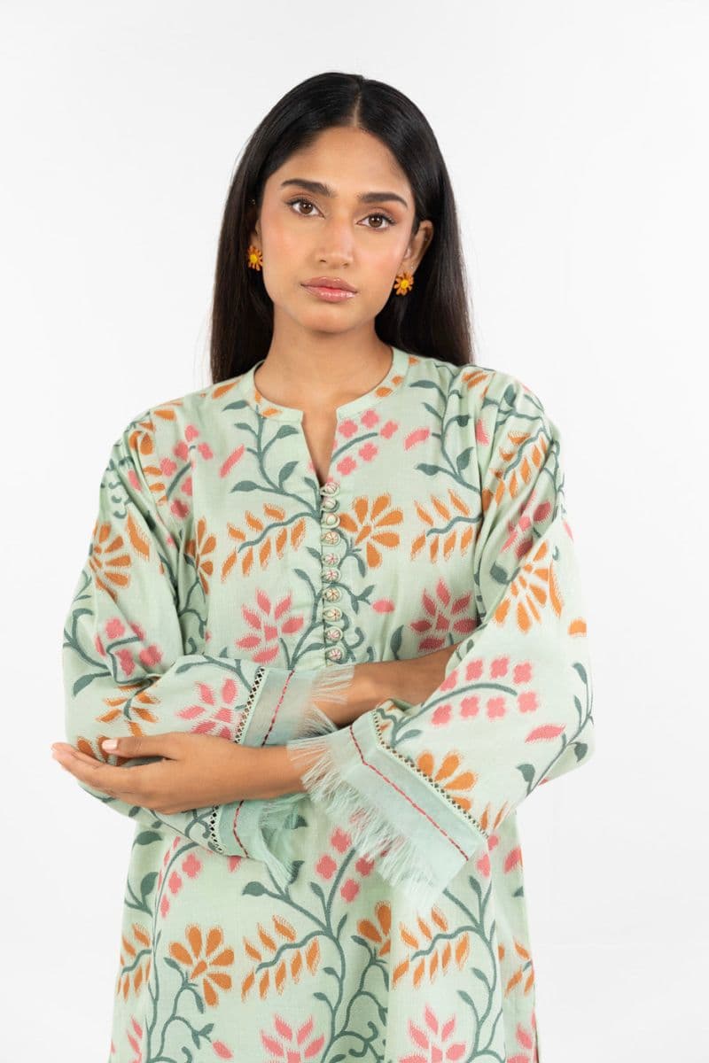 Sea Green Jacquard 2 Piece Ready-to-Wear Shirt thumbnail