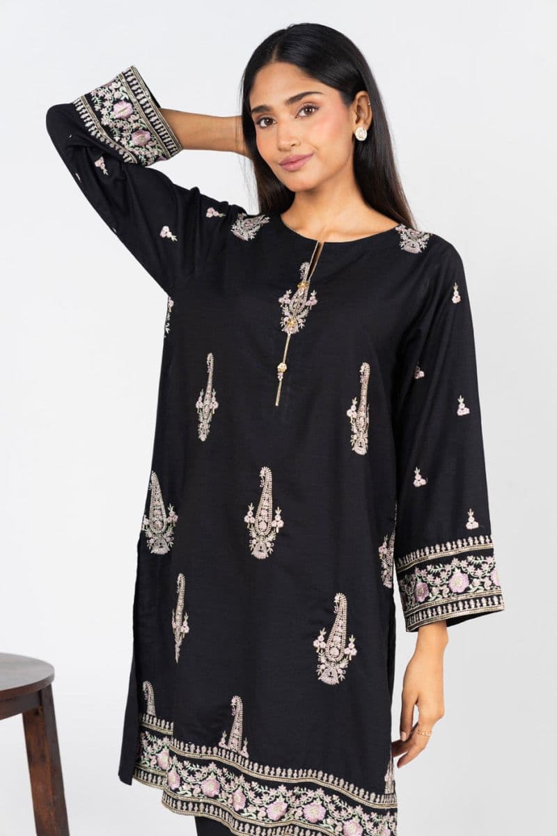 Black Embroidered Silk 2 Piece Ready-to-Wear Shirt thumbnail