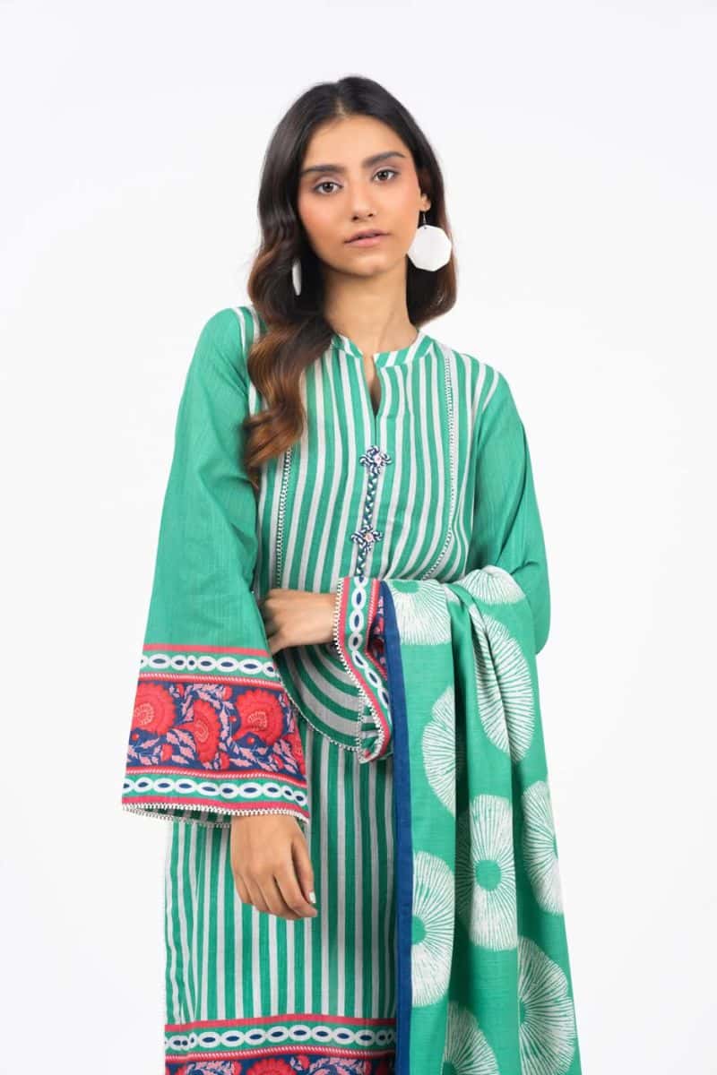 Green Printed Khaddar 2 Piece Dupatta - alternate view