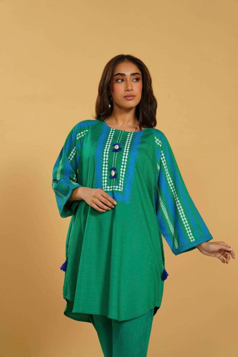 Green Printed Silk Ready-to-Wear Shirt thumbnail