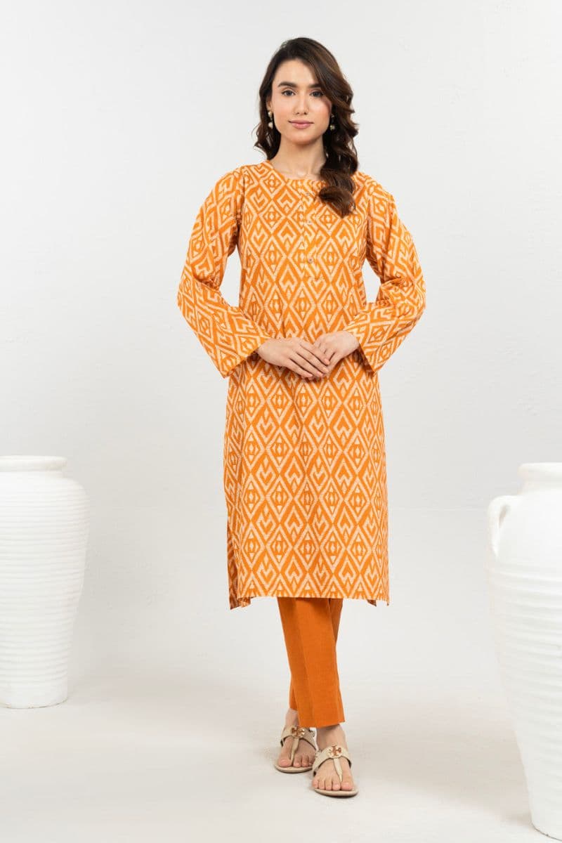 Orange Printed Cambric Ready-to-Wear Shirt thumbnail