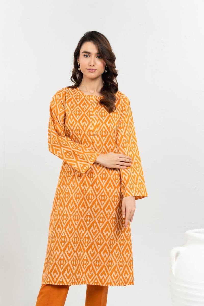 Orange Printed Cambric Ready-to-Wear Shirt thumbnail