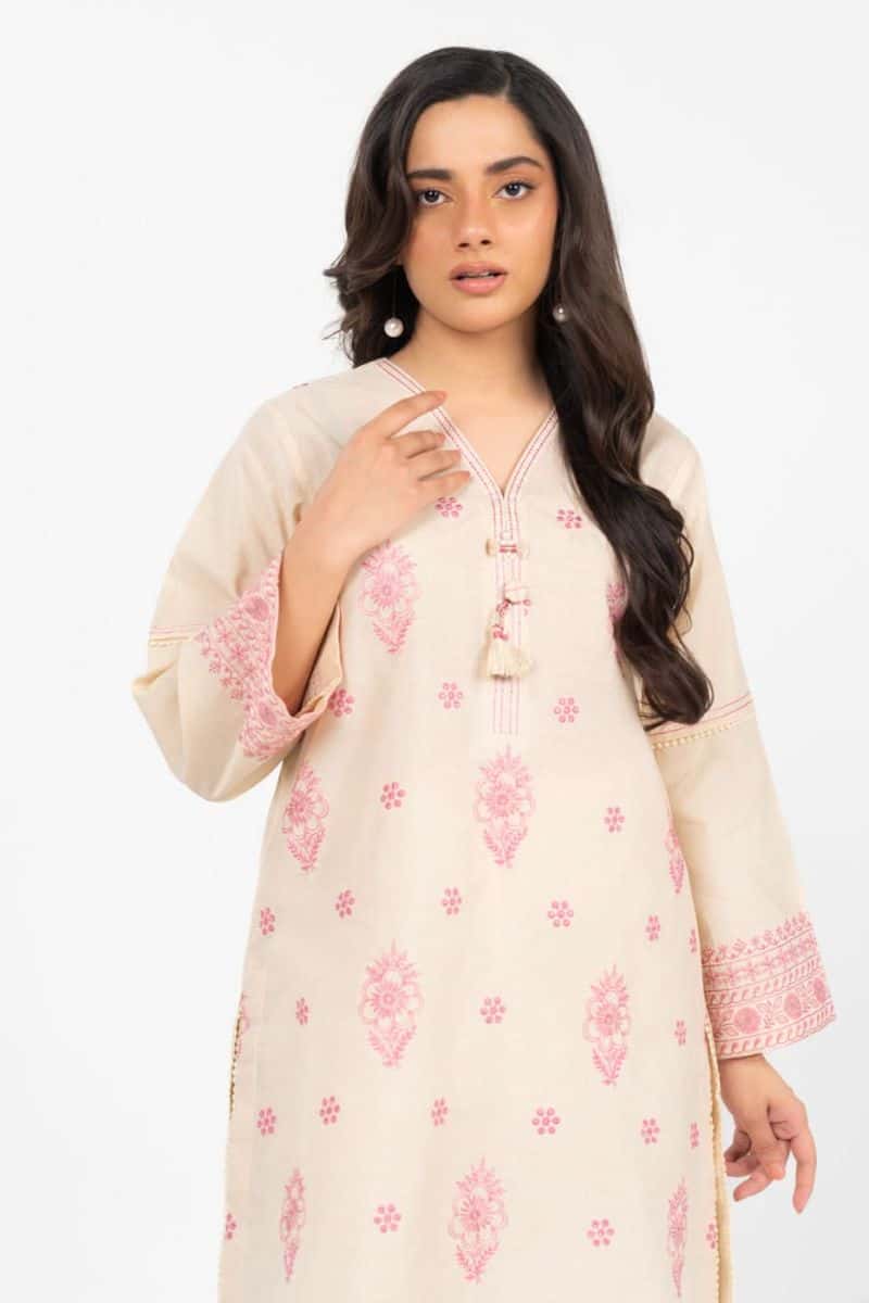Off White Fit Embroidered Yarn Dyed 2 Piece Dupatta - alternate view