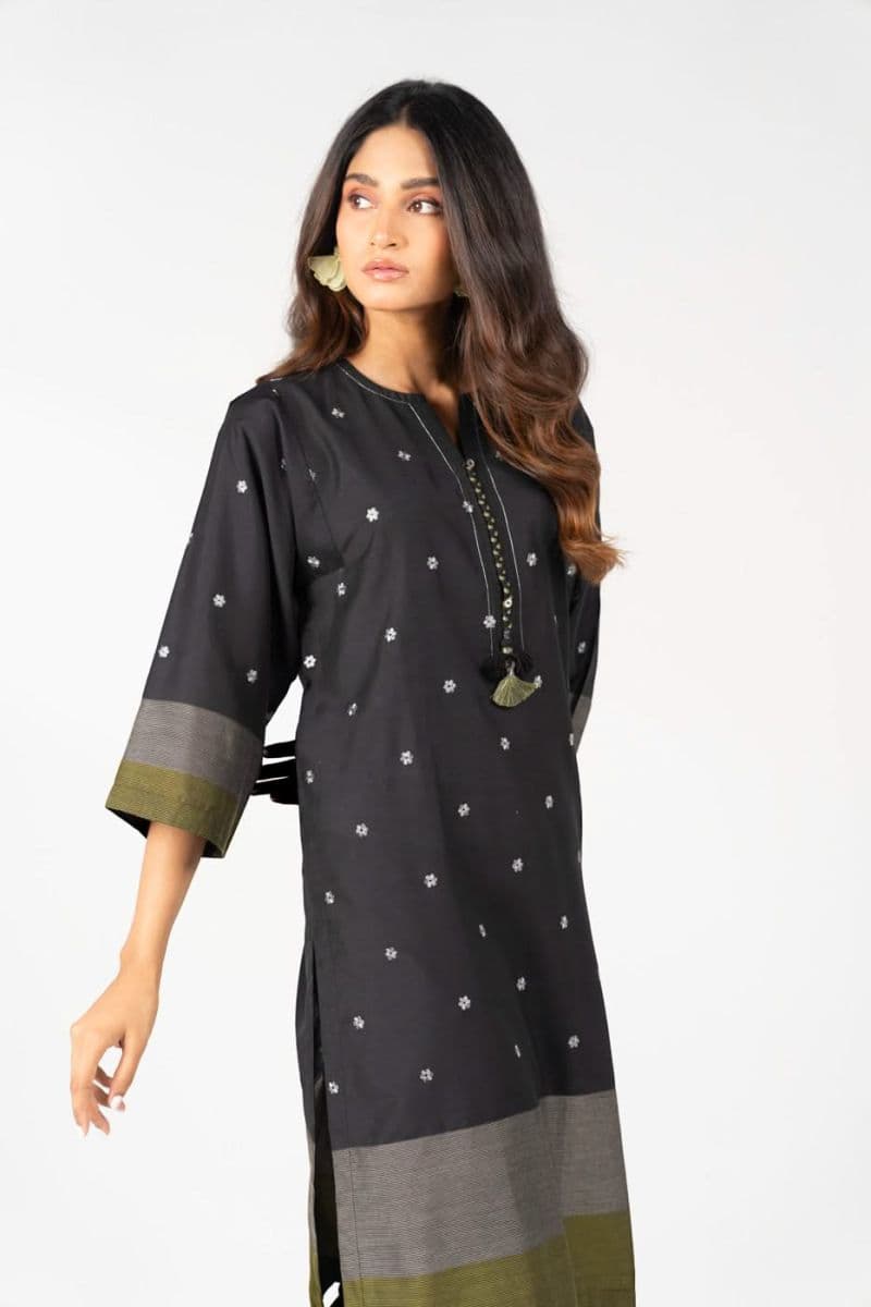 Black Embroidered Yarn Dyed 2 Piece Ready-to-Wear Shirt thumbnail