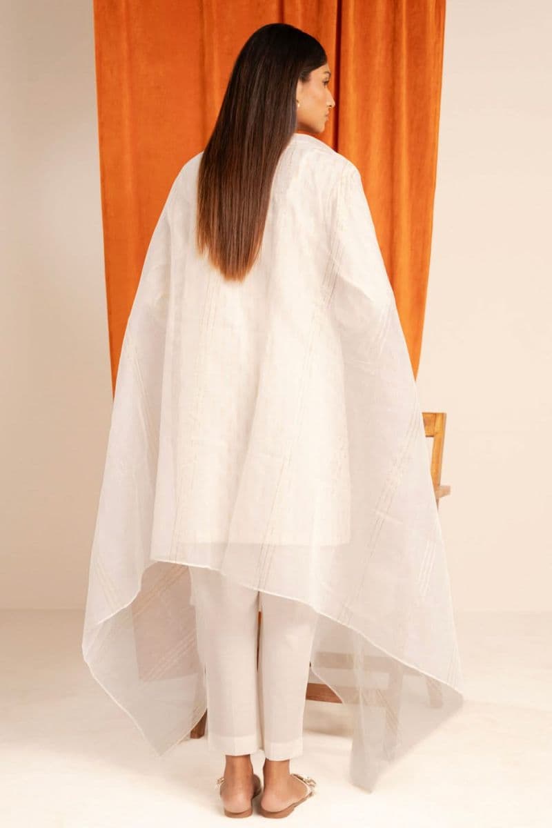 Cream Printed Jacquard 2 Piece Dupatta thumbnail