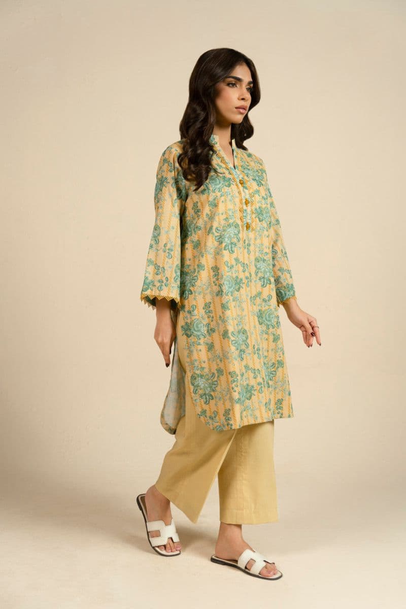 Faded Yellow Printed Lawn 1 Piece Unstitched Shirt thumbnail