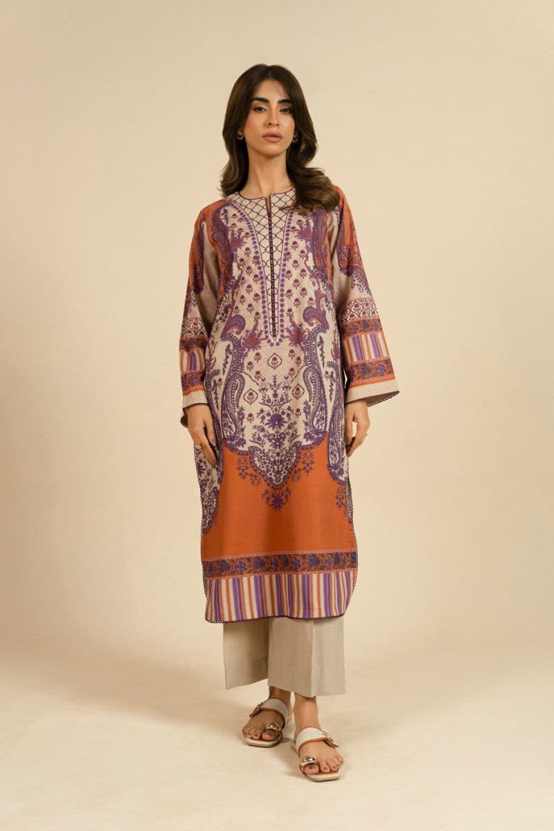 Beige Printed Lawn 1 Piece Unstitched Shirt thumbnail