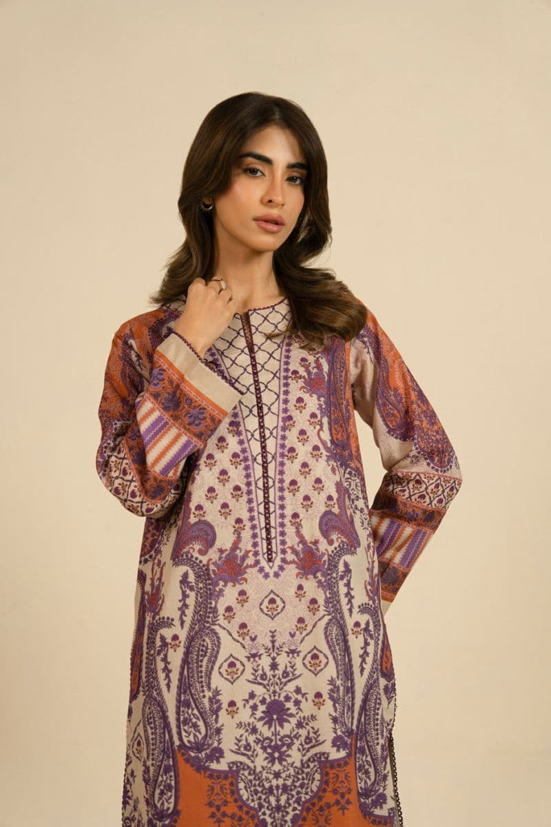 Beige Printed Lawn 1 Piece Unstitched Shirt thumbnail