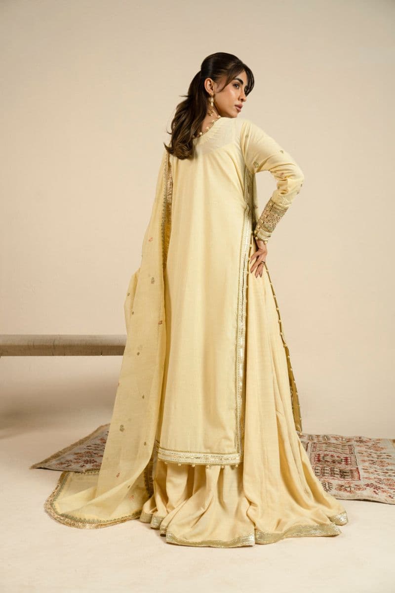 Butter Yellow Embroidered Lawn 3 Piece Unstitched Suit thumbnail