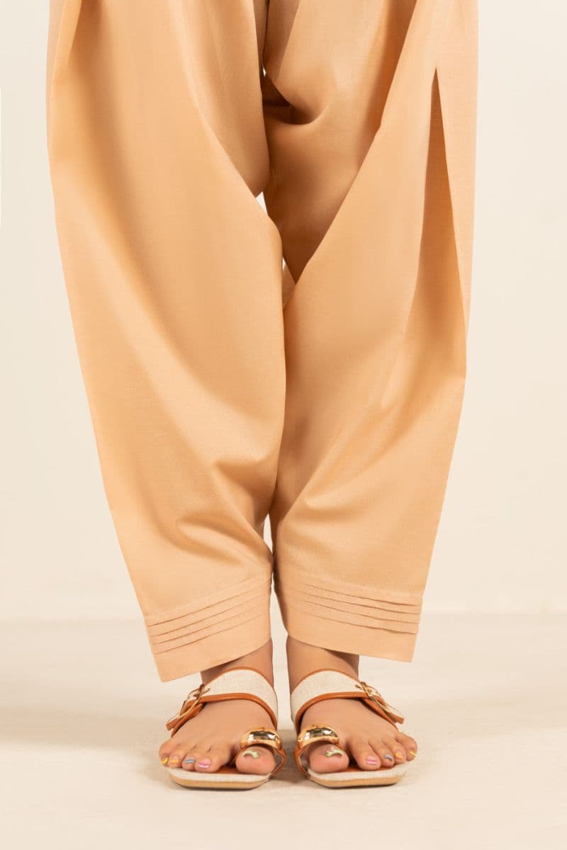 Beige Solid Cambric Ready-to-Wear Trouser thumbnail