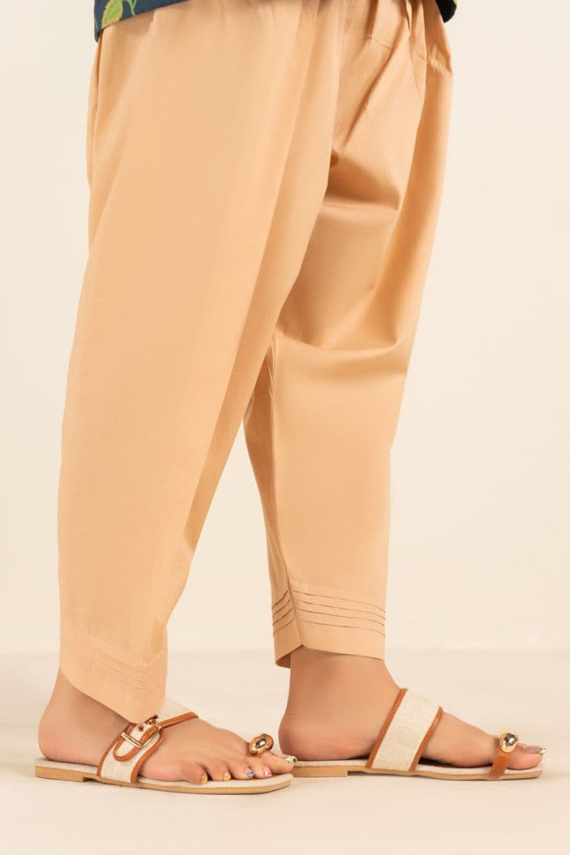 Beige Solid Cambric Ready-to-Wear Trouser thumbnail